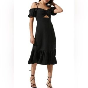 Astr the Label Aleda Black Midi Dress Size Lage